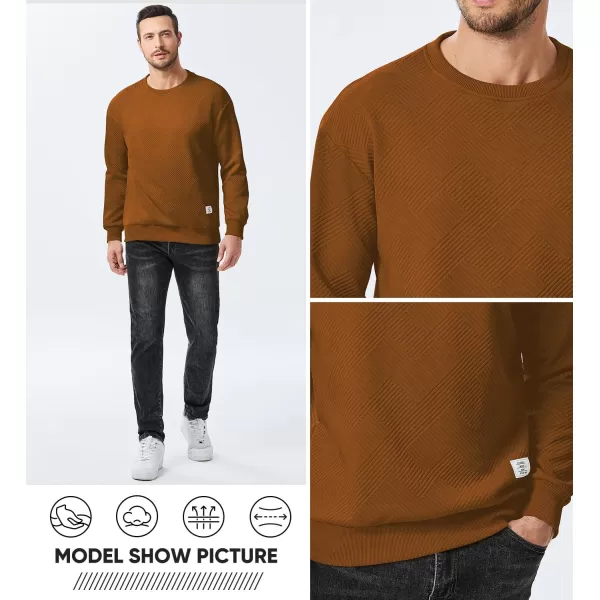 imageJMIERR Mens Crewneck Sweatshirt Casual Long Sleeve Geometric Texture Sweatshirts Fashion Pullover ShirtsBrown