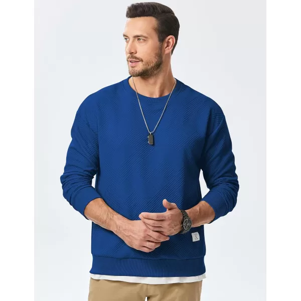 imageJMIERR Mens Crewneck Sweatshirt Casual Long Sleeve Geometric Texture Sweatshirts Fashion Pullover ShirtsDark Blue
