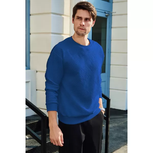 imageJMIERR Mens Crewneck Sweatshirt Casual Long Sleeve Geometric Texture Sweatshirts Fashion Pullover ShirtsDark Blue