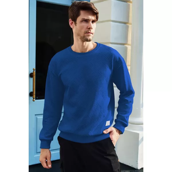 imageJMIERR Mens Crewneck Sweatshirt Casual Long Sleeve Geometric Texture Sweatshirts Fashion Pullover ShirtsDark Blue