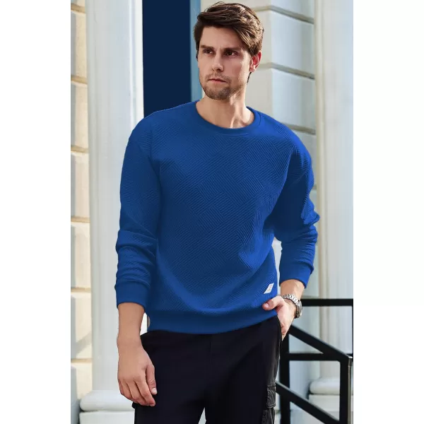 imageJMIERR Mens Crewneck Sweatshirt Casual Long Sleeve Geometric Texture Sweatshirts Fashion Pullover ShirtsDark Blue