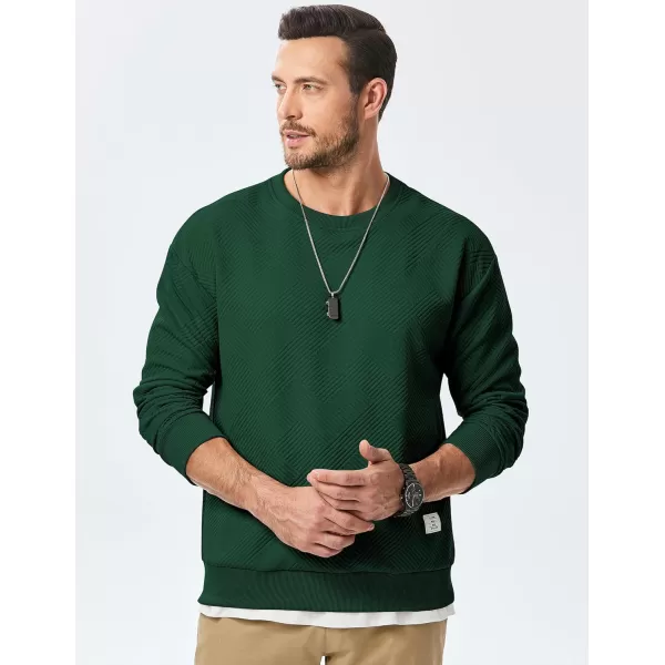 imageJMIERR Mens Crewneck Sweatshirt Casual Long Sleeve Geometric Texture Sweatshirts Fashion Pullover ShirtsGreen