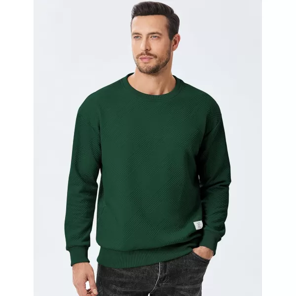 imageJMIERR Mens Crewneck Sweatshirt Casual Long Sleeve Geometric Texture Sweatshirts Fashion Pullover ShirtsGreen