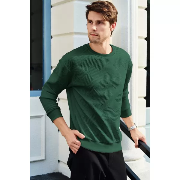 imageJMIERR Mens Crewneck Sweatshirt Casual Long Sleeve Geometric Texture Sweatshirts Fashion Pullover ShirtsGreen