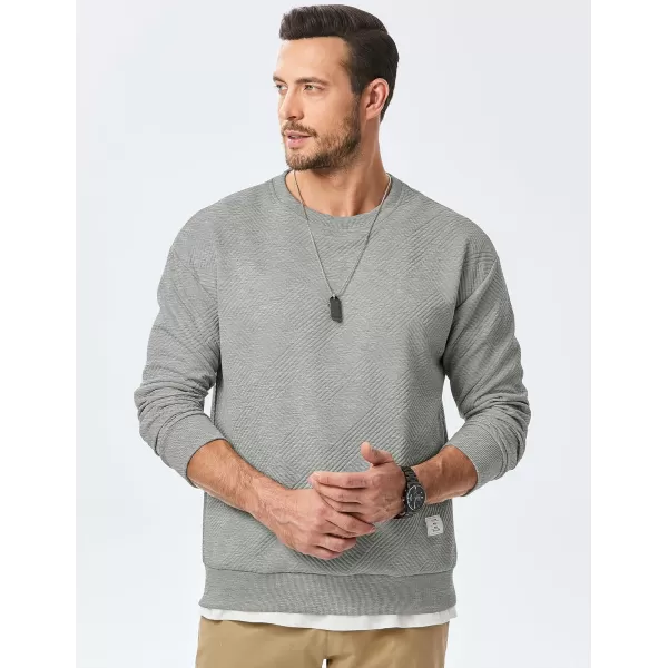 imageJMIERR Mens Crewneck Sweatshirt Casual Long Sleeve Geometric Texture Sweatshirts Fashion Pullover ShirtsGrey