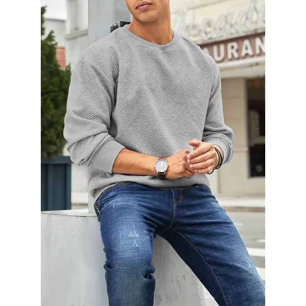 imageJMIERR Mens Crewneck Sweatshirt Casual Long Sleeve Geometric Texture Sweatshirts Fashion Pullover ShirtsGrey