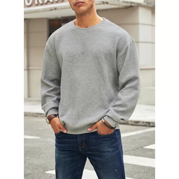 imageJMIERR Mens Crewneck Sweatshirt Casual Long Sleeve Geometric Texture Sweatshirts Fashion Pullover ShirtsGrey