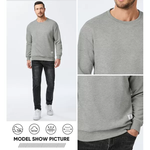 imageJMIERR Mens Crewneck Sweatshirt Casual Long Sleeve Geometric Texture Sweatshirts Fashion Pullover ShirtsGrey