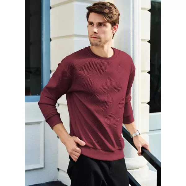 imageJMIERR Mens Crewneck Sweatshirt Casual Long Sleeve Geometric Texture Sweatshirts Fashion Pullover ShirtsRed