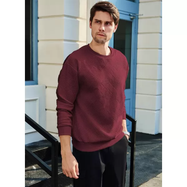 imageJMIERR Mens Crewneck Sweatshirt Casual Long Sleeve Geometric Texture Sweatshirts Fashion Pullover ShirtsRed