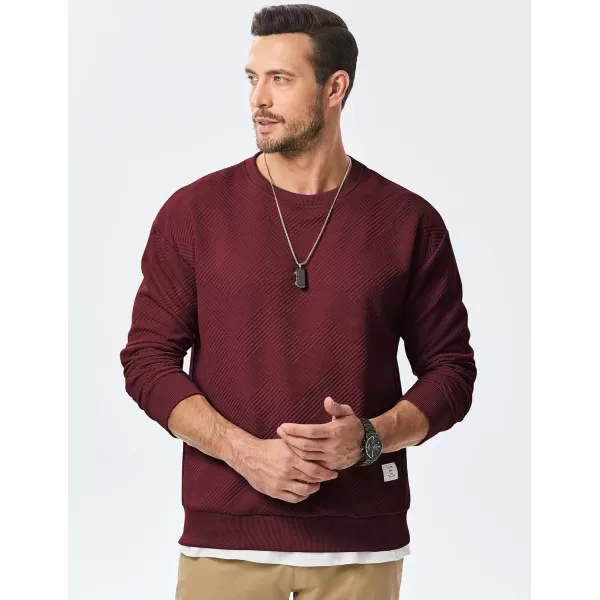 imageJMIERR Mens Crewneck Sweatshirt Casual Long Sleeve Geometric Texture Sweatshirts Fashion Pullover ShirtsRed
