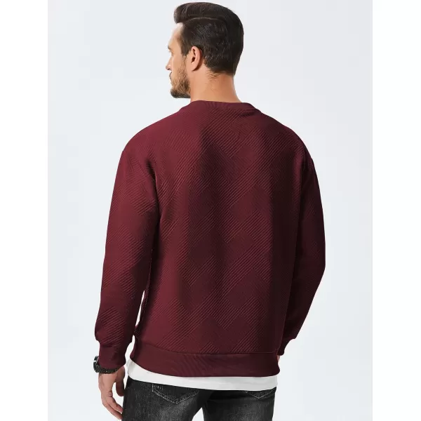 imageJMIERR Mens Crewneck Sweatshirt Casual Long Sleeve Geometric Texture Sweatshirts Fashion Pullover ShirtsRed