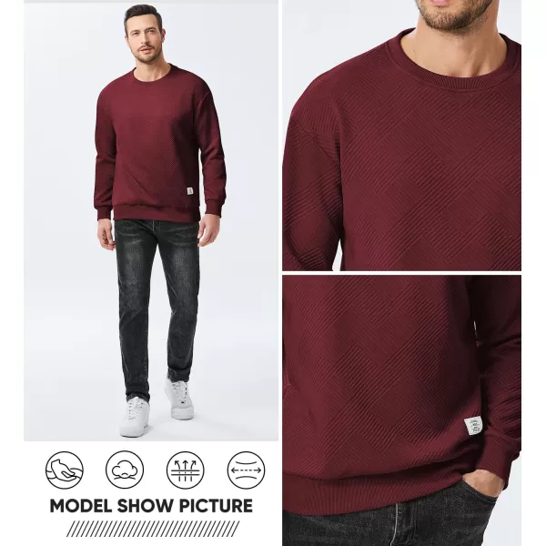 imageJMIERR Mens Crewneck Sweatshirt Casual Long Sleeve Geometric Texture Sweatshirts Fashion Pullover ShirtsRed