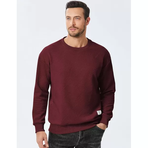 imageJMIERR Mens Crewneck Sweatshirt Casual Long Sleeve Geometric Texture Sweatshirts Fashion Pullover ShirtsRed
