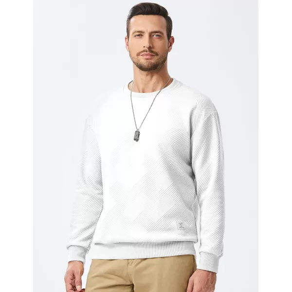 imageJMIERR Mens Crewneck Sweatshirt Casual Long Sleeve Geometric Texture Sweatshirts Fashion Pullover ShirtsWhite