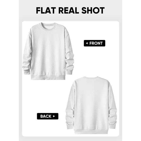 imageJMIERR Mens Crewneck Sweatshirt Casual Long Sleeve Geometric Texture Sweatshirts Fashion Pullover ShirtsWhite