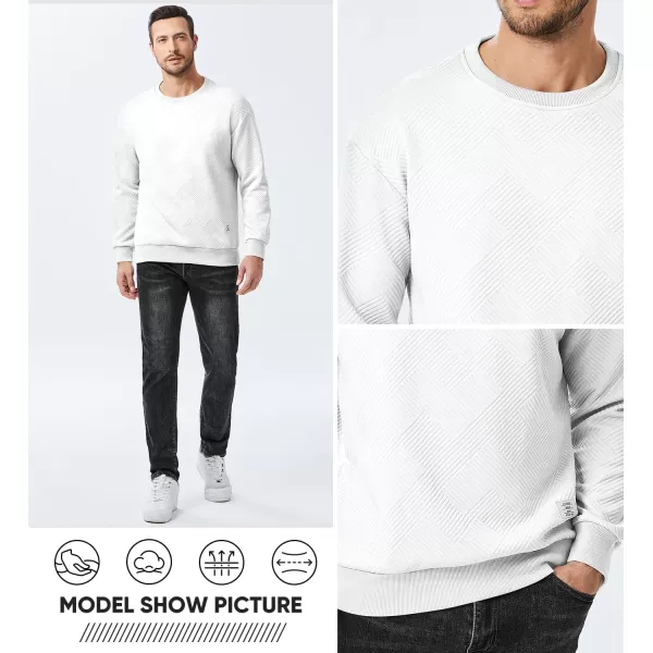 imageJMIERR Mens Crewneck Sweatshirt Casual Long Sleeve Geometric Texture Sweatshirts Fashion Pullover ShirtsWhite