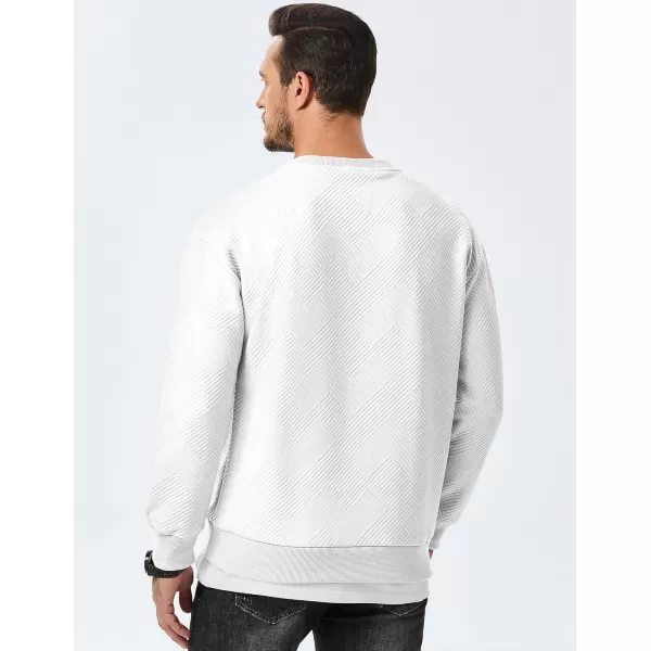imageJMIERR Mens Crewneck Sweatshirt Casual Long Sleeve Geometric Texture Sweatshirts Fashion Pullover ShirtsWhite