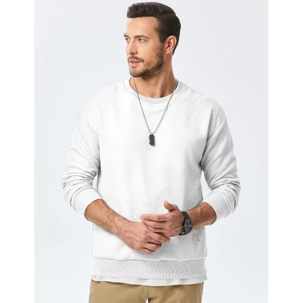 imageJMIERR Mens Crewneck Sweatshirt Casual Long Sleeve Geometric Texture Sweatshirts Fashion Pullover ShirtsWhite