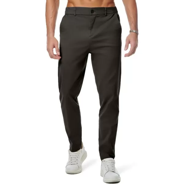 imageJMIERR Mens Chino Pants Casual Stretch Waist Tapered Trousers with PocketsChicory Coffee