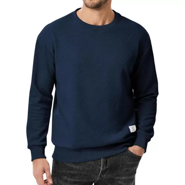imageJMIERR Mens Crewneck Sweatshirt Casual Long Sleeve Geometric Texture Sweatshirts Fashion Pullover ShirtsBlue