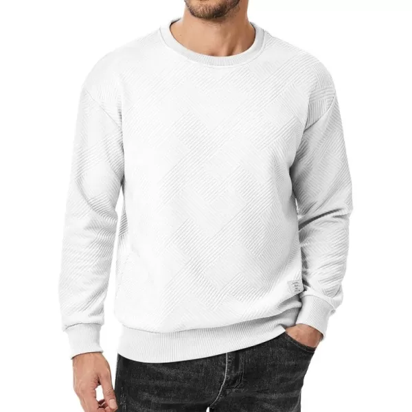imageJMIERR Mens Crewneck Sweatshirt Casual Long Sleeve Geometric Texture Sweatshirts Fashion Pullover ShirtsWhite
