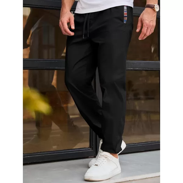 imageJMIERR Mens Casual Chino Joggers Pants Cotton Twill Elastic Drawstring Waist Tapered Pants with PocketsA Black