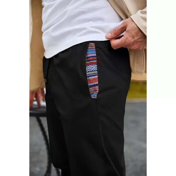 imageJMIERR Mens Casual Chino Joggers Pants Cotton Twill Elastic Drawstring Waist Tapered Pants with PocketsA Black