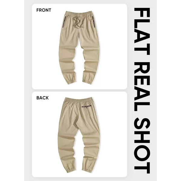 imageJMIERR Mens Casual Chino Joggers Pants Cotton Twill Elastic Drawstring Waist Tapered Pants with PocketsApricot