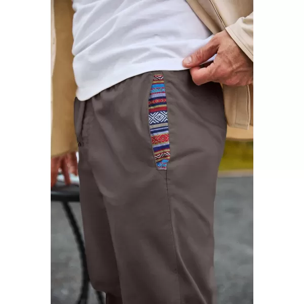 imageJMIERR Mens Casual Chino Joggers Pants Cotton Twill Elastic Drawstring Waist Tapered Pants with PocketsB Dark Grey
