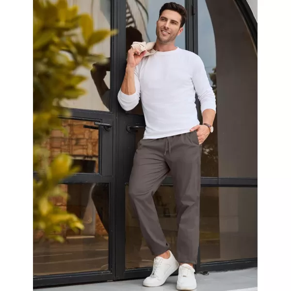 imageJMIERR Mens Casual Chino Joggers Pants Cotton Twill Elastic Drawstring Waist Tapered Pants with PocketsB Dark Grey
