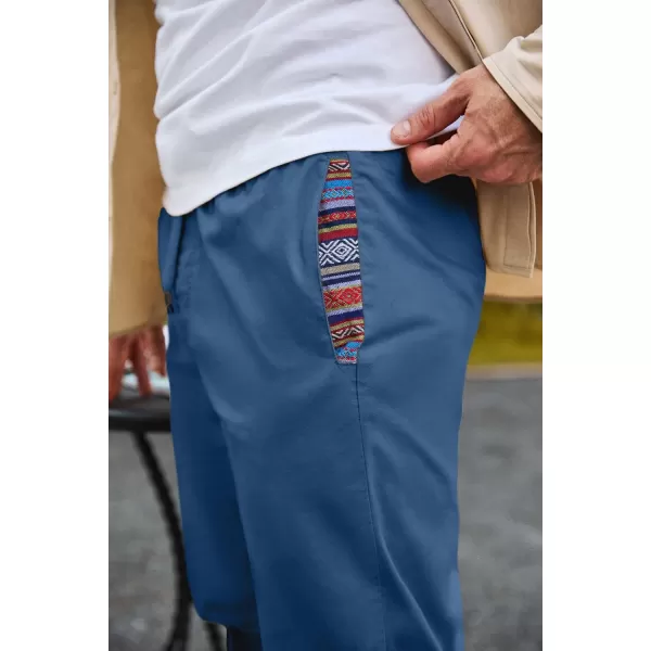 imageJMIERR Mens Casual Chino Joggers Pants Cotton Twill Elastic Drawstring Waist Tapered Pants with PocketsBlue