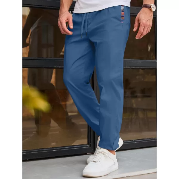 imageJMIERR Mens Casual Chino Joggers Pants Cotton Twill Elastic Drawstring Waist Tapered Pants with PocketsBlue