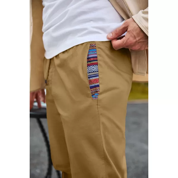 imageJMIERR Mens Casual Chino Joggers Pants Cotton Twill Elastic Drawstring Waist Tapered Pants with PocketsBrown