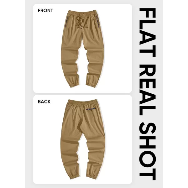 imageJMIERR Mens Casual Chino Joggers Pants Cotton Twill Elastic Drawstring Waist Tapered Pants with PocketsBrown
