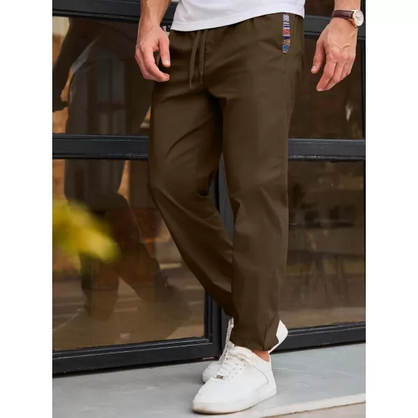imageJMIERR Mens Casual Chino Joggers Pants Cotton Twill Elastic Drawstring Waist Tapered Pants with PocketsCoffee