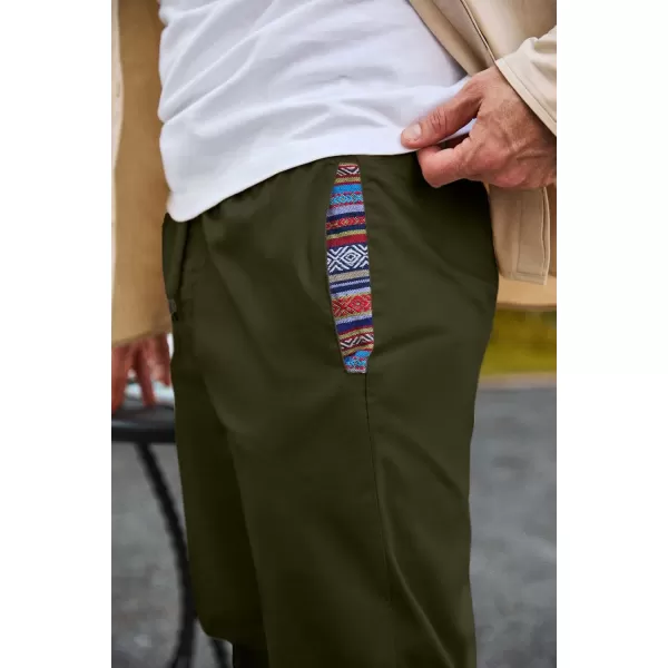 imageJMIERR Mens Casual Chino Joggers Pants Cotton Twill Elastic Drawstring Waist Tapered Pants with PocketsJungle Green