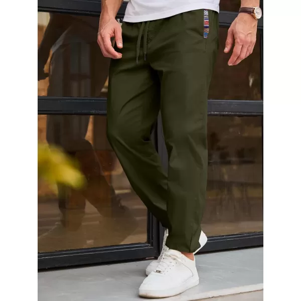 imageJMIERR Mens Casual Chino Joggers Pants Cotton Twill Elastic Drawstring Waist Tapered Pants with PocketsJungle Green