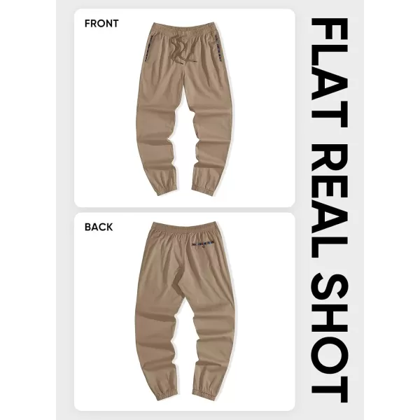 imageJMIERR Mens Casual Chino Joggers Pants Cotton Twill Elastic Drawstring Waist Tapered Pants with PocketsKhaki