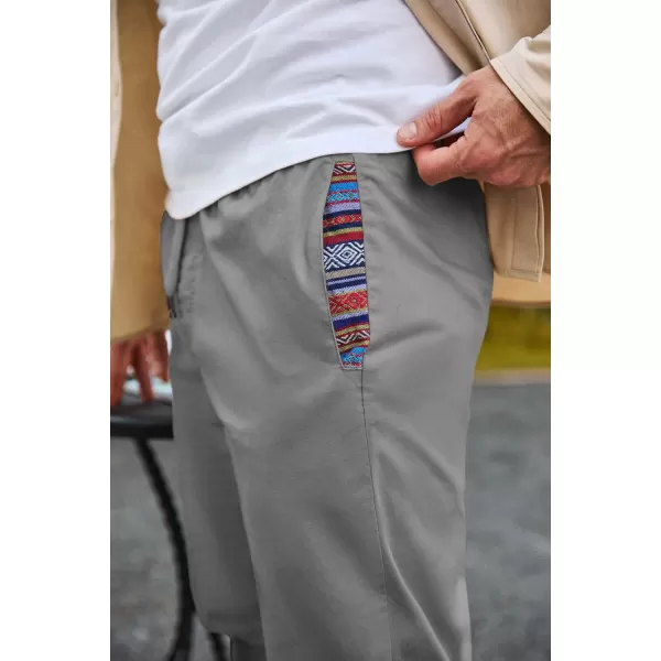 imageJMIERR Mens Casual Chino Joggers Pants Cotton Twill Elastic Drawstring Waist Tapered Pants with PocketsLight Grey