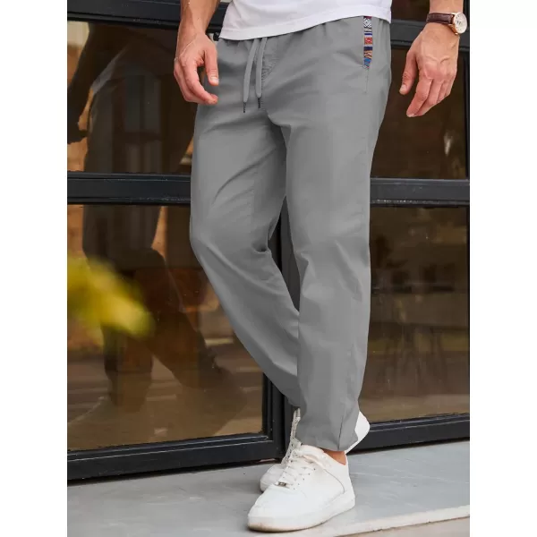 imageJMIERR Mens Casual Chino Joggers Pants Cotton Twill Elastic Drawstring Waist Tapered Pants with PocketsLight Grey