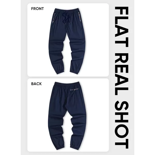 imageJMIERR Mens Casual Chino Joggers Pants Cotton Twill Elastic Drawstring Waist Tapered Pants with PocketsNavy Blue