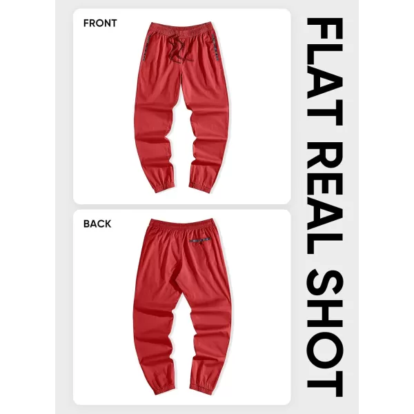 imageJMIERR Mens Casual Chino Joggers Pants Cotton Twill Elastic Drawstring Waist Tapered Pants with PocketsRed