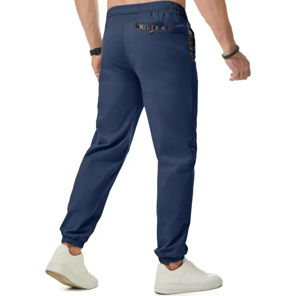 imageJMIERR Mens Casual Chino Joggers Pants Cotton Twill Elastic Drawstring Waist Tapered Pants with PocketsRoyal Blue