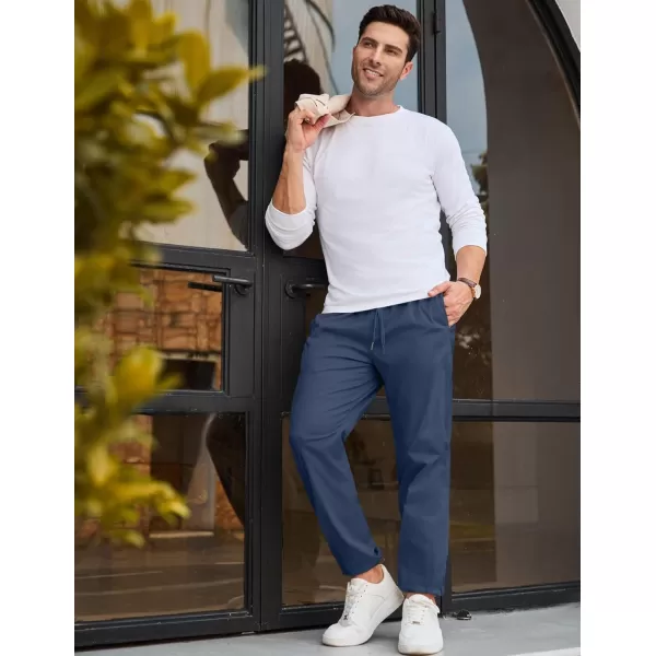 imageJMIERR Mens Casual Chino Joggers Pants Cotton Twill Elastic Drawstring Waist Tapered Pants with PocketsRoyal Blue