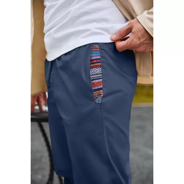 imageJMIERR Mens Casual Chino Joggers Pants Cotton Twill Elastic Drawstring Waist Tapered Pants with PocketsRoyal Blue