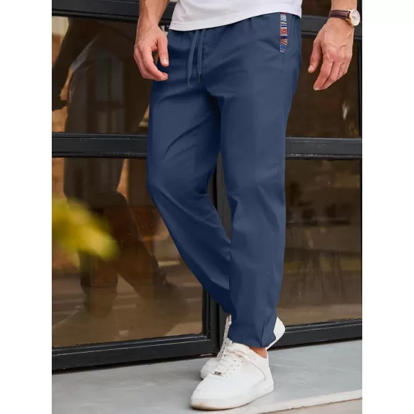 imageJMIERR Mens Casual Chino Joggers Pants Cotton Twill Elastic Drawstring Waist Tapered Pants with PocketsRoyal Blue