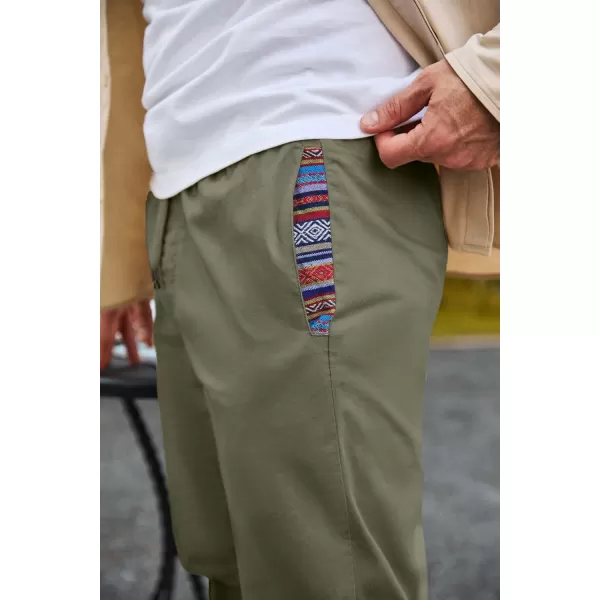 imageJMIERR Mens Casual Chino Joggers Pants Cotton Twill Elastic Drawstring Waist Tapered Pants with PocketsVineyard Green