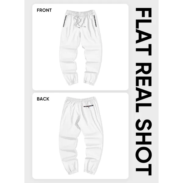 imageJMIERR Mens Casual Chino Joggers Pants Cotton Twill Elastic Drawstring Waist Tapered Pants with PocketsWhite