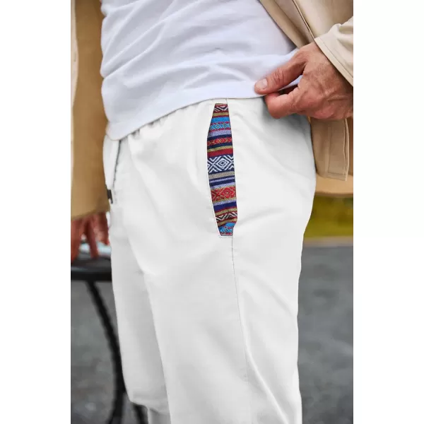 imageJMIERR Mens Casual Chino Joggers Pants Cotton Twill Elastic Drawstring Waist Tapered Pants with PocketsWhite